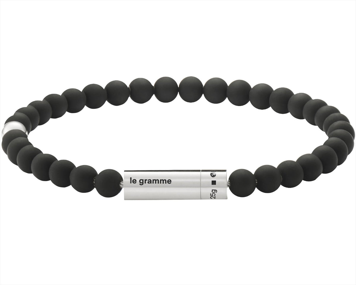soft black bead bracelet with 1 silver bead 25g