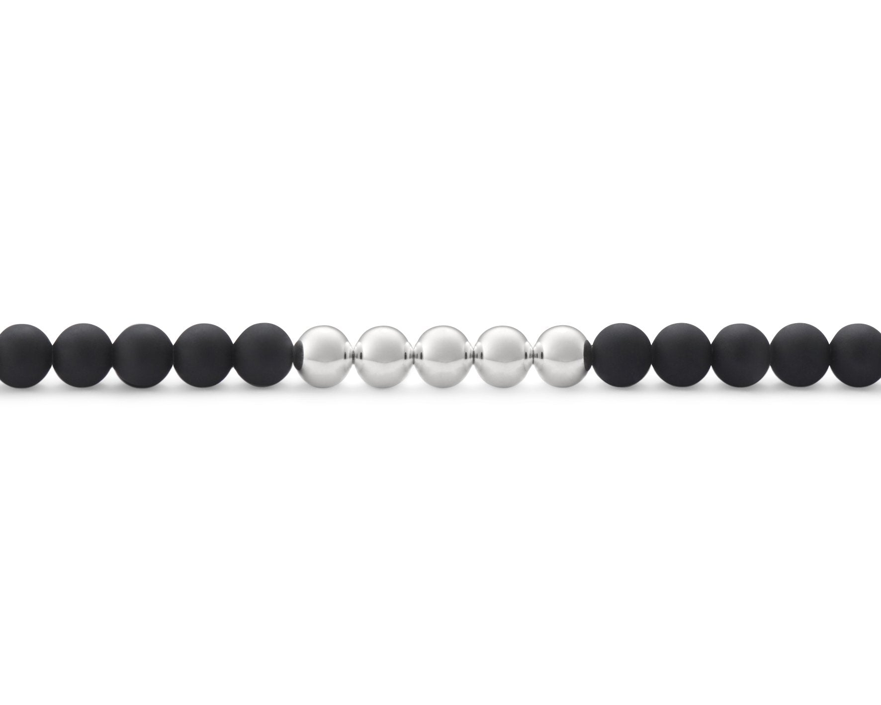 bracelet beads noir soft avec 5 billes en argent le 25g